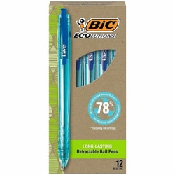 Enterprise Technology Solutions&nbsp;Bic  Pens, Ballpoint, Med, Semi-CL Barrel/Blue Ink
