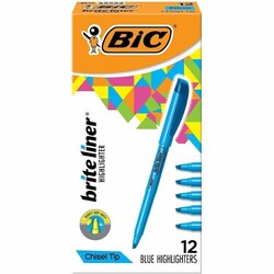 Enterprise Technology Solutions&nbsp;Bic  Highlighter,w/ Clip, Chisel Tip,Nontoxic,Blue