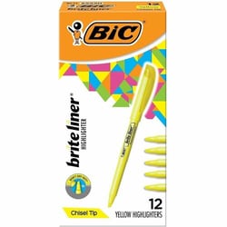 Enterprise Technology Solutions&nbsp;Bic  Highlighter, w/Clip, Chisel Point, Nontoxic, Yellow