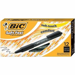 Enterprise Technology Solutions&nbsp;Bic  Retractable Ballpoint Pen,Fine Point,1DZ,Black Barrel/Ink