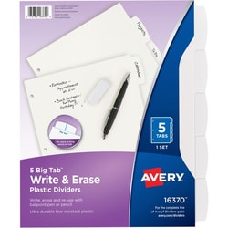 Enterprise Technology Solutions&nbsp;Avery  Write-On Divider, 5/Tab, 3-Hole Punch, 8.5