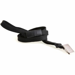 Enterprise Technology Solutions&nbsp;Baumgartens  Breakaway Lanyard, Bulldog Clip, 12/PK, Black