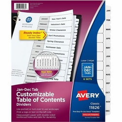 Enterprise Technology Solutions&nbsp;Avery  Dividers,Table of Contents,Monthly Tabs,Letter,6ST/PK,Multicolor