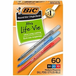 Enterprise Technology Solutions&nbsp;Bic  Ballpoint Pens, Stick, Med Point, Value PK, 60/BX, AST