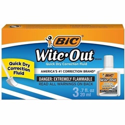 Enterprise Technology Solutions&nbsp;Bic  Correction Fluid, Quick Dry Formula, 20ml, 3/PK, White