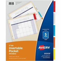 Enterprise Technology Solutions&nbsp;Avery  Insertable Divider,Pocket/Tabs,5/Tabs,8-7/8