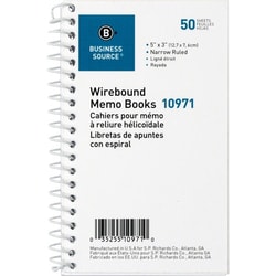 Enterprise Technology Solutions&nbsp;Business Source  Wirebound Memo Books, Narrow Ruled, 50 Shts, 5