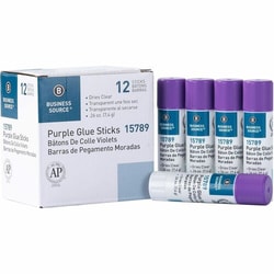 Enterprise Technology Solutions&nbsp;Business Source  Glue Stick, Bulk, Solid, Dries Clear, 0.26oz, 12/BX, Purple