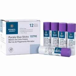 Enterprise Technology Solutions&nbsp;Business Source  Glue Stick, Bulk, Solid, Dries Clear, 0.74oz, 12/BX, Purple