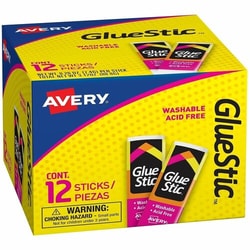 Enterprise Technology Solutions&nbsp;Avery  Glue Stic, Permanent, Washable, 0.26 oz., 12/BX, Clear