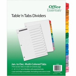 Enterprise Technology Solutions&nbsp;Avery  Table 'N Tab Index, Jan-Dec, 12-Tab, 1 Set, Multicolor