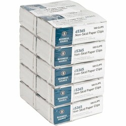 Enterprise Technology Solutions&nbsp;Business Source  Paper Clips, Regular, Nonskid, 100/BX, 10BX/PK, Silver