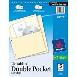 Enterprise Technology Solutions&nbsp;Avery  Untabbed Dbl Pocket Dividers, 3HP,9-1/4