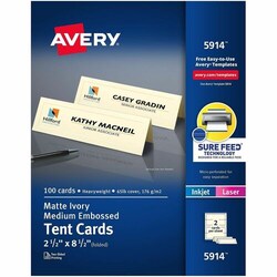 Enterprise Technology Solutions&nbsp;Avery  Tent Cards, Embossed, 2-1/2