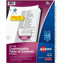 Enterprise Technology Solutions&nbsp;Avery  Dividers,Table of Contents,A-Z Tabs,Letter,25/ST,BK/WE