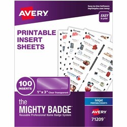 Enterprise Technology Solutions&nbsp;Avery  Inserts, f/Mighty Badges, Inkjet, 1