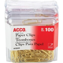 Enterprise Technology Solutions&nbsp;ACCO  Regular Paper Clips, No. 2, 100 Clips/BX, 4BX/PK, Gold