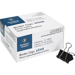 Enterprise Technology Solutions&nbsp;Business Source  Binder Clips, Med, 36/PK, Black