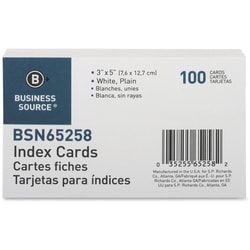 Enterprise Technology Solutions&nbsp;Business Source  Index Cards, Plain, 90lb., 3