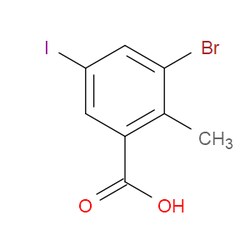 Aobchem&nbsp;3-Bromo-5-iodo-2-methylbenzoic acid | ≥97% | CAS 1022983-50-1 | C8H6BrIO2 | 1g