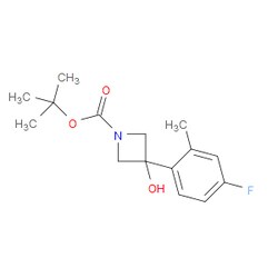 Aobchem&nbsp;1 1-Dimethylethyl 3-(4-fluoro-2-methylphenyl)-3-hydroxy-1-azetidinecarboxylate | ≥95% | CAS 1494598-59-2 | C15H20FNO3 | 500mg