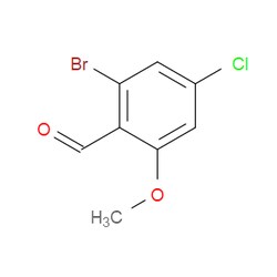 Aobchem&nbsp;2-Bromo-4-chloro-6-methoxybenzaldehyde | ≥97% | CAS 1474057-92-5 | C8H6BrClO2 | 500mg