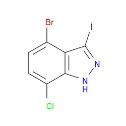 Aobchem&nbsp;4-Bromo-7-chloro-3-iodo-1H-indazole | ≥97% | CAS 2385608-75-1 | C7H3BrClIN2 | 250mg