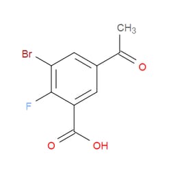 Aobchem&nbsp;5-Acetyl-3-bromo-2-fluorobenzoic acid | ≥97% | CAS 2734774-54-8 | C9H6BrFO3 | 1g