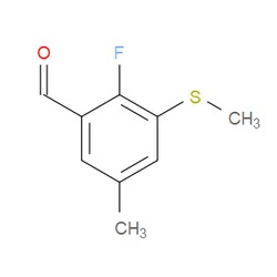 Aobchem&nbsp;2-Fluoro-5-methyl-3-(methylthio)benzaldehyde | ≥97% | CAS 2092104-74-8 | C9H9FOS | 250mg