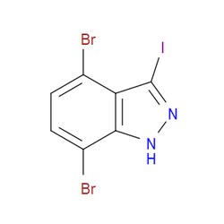 Aobchem&nbsp;4 7-Dibromo-3-iodo-1H-indazole | ≥97% | CAS 2383369-85-3 | C7H3Br2IN2 | 500mg
