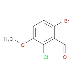 Aobchem&nbsp;6-Bromo-2-chloro-3-methoxybenzaldehyde | ≥97% | CAS 1358745-47-7 | C8H6BrClO2 | 250mg
