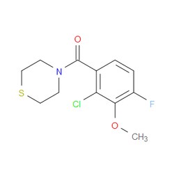 Aobchem&nbsp;(2-Chloro-4-fluoro-3-methoxyphenyl)(thiomorpholino)methanone | ≥97% | CAS 2586127-58-2 | C12H13ClFNO2S | 1g