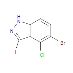 Aobchem&nbsp;5-Bromo-4-chloro-3-iodo-1H-indazole | ≥97% | CAS 1082040-21-8 | C7H3BrClIN2 | 500mg