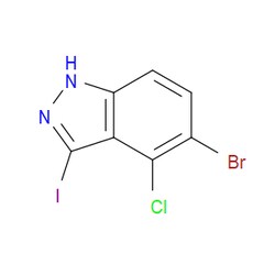 Aobchem&nbsp;5-Bromo-4-chloro-3-iodo-1H-indazole | ≥97% | CAS 1082040-21-8 | C7H3BrClIN2 | 250mg