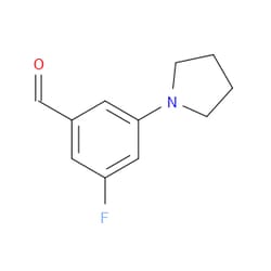 Aobchem&nbsp;5-Fluoro-3-pyrrolidin-1-ylbenzaldehyde | ≥97% | CAS 1692606-40-8 | C11H12FNO | 250mg