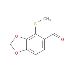 Aobchem&nbsp;4-(Methylthio)benzo[d][1 3]dioxole-5-carbaldehyde | ≥97% | CAS 212332-75-7 | C9H8O3S | 1g