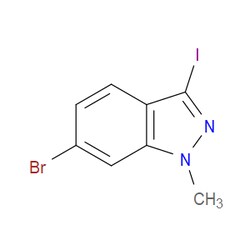 Aobchem&nbsp;6-Bromo-3-iodo-1-methyl-1H-indazole | ≥97% | CAS 1260741-78-3 | C8H6BrIN2 | 250mg