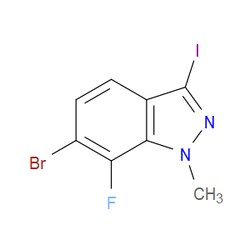 Aobchem&nbsp;6-Bromo-7-fluoro-3-iodo-1-methyl-1H-indazole | ≥97% | CAS 3011024-84-0 | C8H5BrFIN2 | 500mg