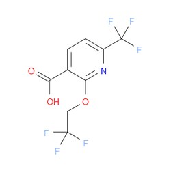 Aobchem&nbsp;2-(2 2 2-Trifluoroethoxy)-6-(trifluoromethyl)-3-pyridinecarboxylic acid | ≥97% | CAS 1505575-72-3 | C9H5F6NO3 | 500mg