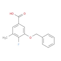 Aobchem&nbsp;3-(Benzyloxy)-4-fluoro-5-methylbenzoic acid | ≥97% | CAS 2586126-31-8 | C15H13FO3 | 1g