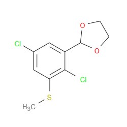 Aobchem&nbsp;2-(2 5-Dichloro-3-(methylthio)phenyl)-1 3-dioxolane | ≥95% | CAS 2734772-50-8 | C10H10Cl2O2S | 500mg