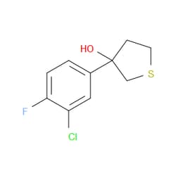 Aobchem&nbsp;3-(3-Chloro-4-fluorophenyl)tetrahydrothiophene-3-ol | ≥95% | CAS 2012916-89-9 | C10H10ClFOS | 250mg