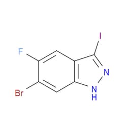 Aobchem&nbsp;6-Bromo-5-fluoro-3-iodo-1H-indazole | ≥97% | CAS 1286734-77-7 | C7H3BrFIN2 | 5g