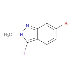 Aobchem&nbsp;6-Bromo-3-iodo-2-methyl-2H-indazole | ≥97% | CAS 1980867-26-2 | C8H6BrIN2 | 500mg