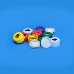 Chemglass Life Sciences&nbsp;Chem Snap Cap, 11mm, Blue with PTFE/Red Rubber Septum