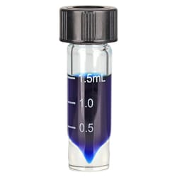 Chemglass Life Sciences&nbsp;2mL Clear Graduated High Recovery Vial with 15-415 Black Phenolic Open Top Cap and Red PTFE/Silicone Septa, 16mm OD x 58mm Height