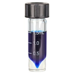 Chemglass Life Sciences&nbsp;1.5mL Clear Graduated High Recovery Vial with 13-425 Black Phenolic Open Top Cap and Red PTFE/Silicone Septa, 13mm OD x 43.5mm Height