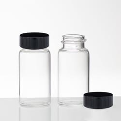 Chemglass Life Sciences&nbsp;20ml Glass Scintillation Vials W/ 22-400 Black Phenolic Cone Lined Caps, Unassembled, 500/Case