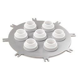 Chemglass Life Sciences&nbsp;Reaction Kettle Lid, 300mm, Stainless Steel, 7 Neck, 45/50, Supplied Complete with 45/50 PTFE Inserts and Perfluoro O Rings, 106mm Center to Center Spacing on Necks