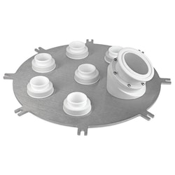 Chemglass Life Sciences&nbsp;Reaction Vessel Lid Complete, SS, 400mm, 7-Neck, Large Addition Port, Perfluoro O-Rings